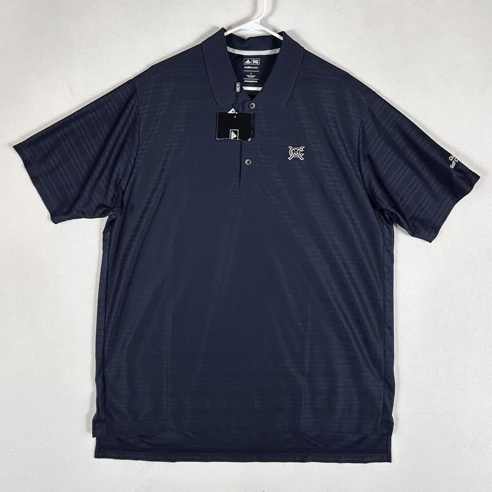 Adidas NEW Climacool Golf Polo Shirt Mens Large Blue Striped Relaxed Fit NWT